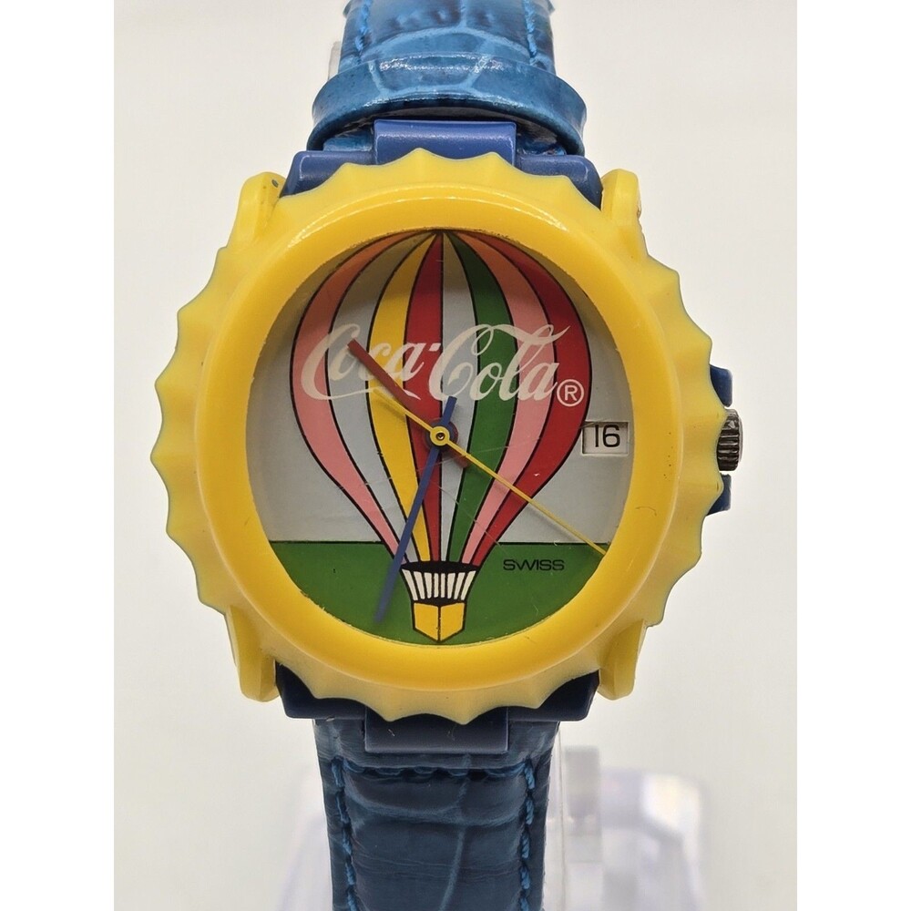 Rare Swatch Swiss Vintage Coca-Cola Hot Balloon Rainbow Water Resistant Watch